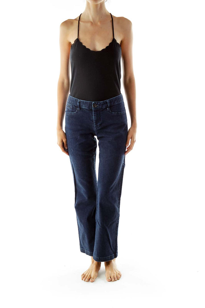 Blue Denim Wide Leg Jeans