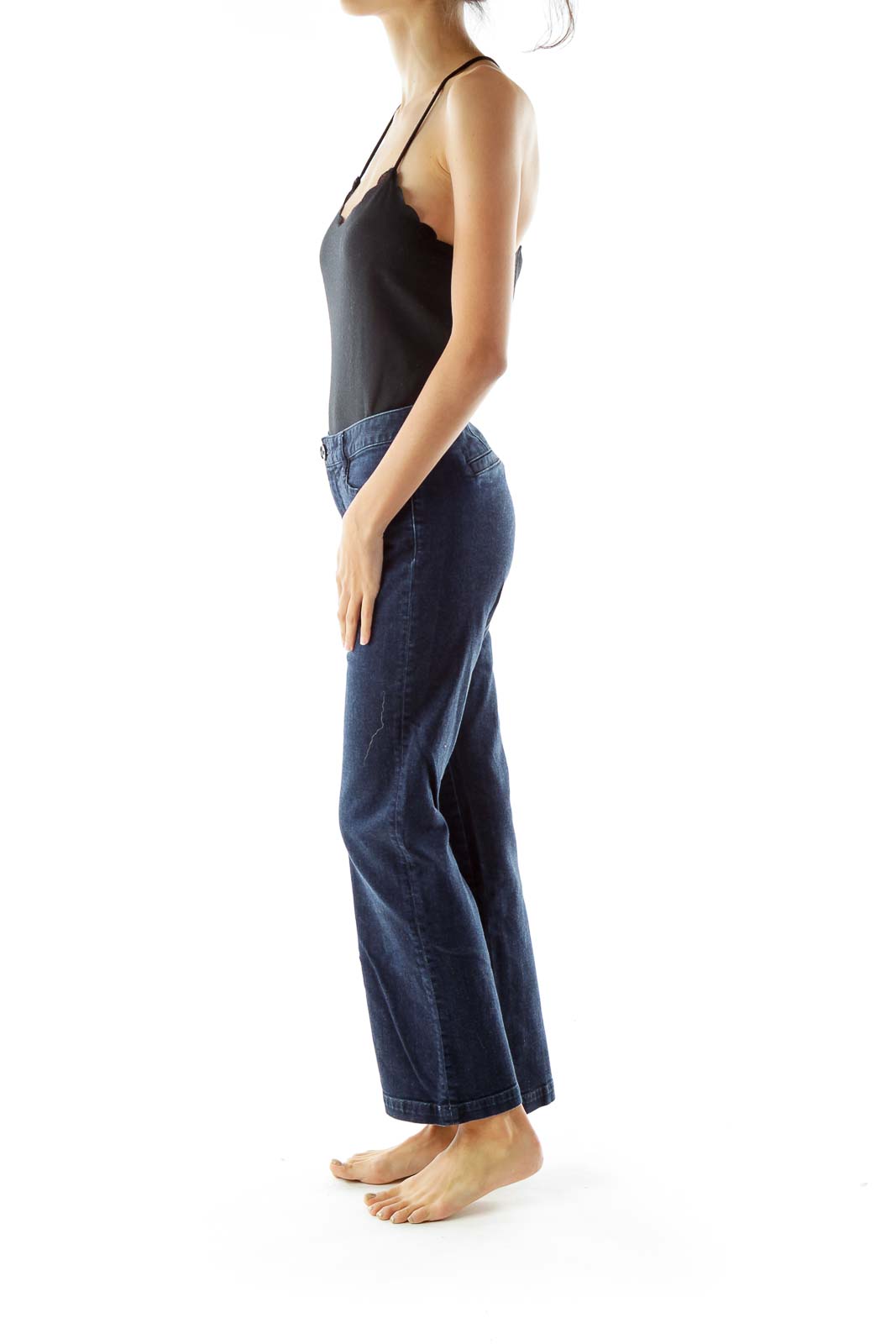 Blue Denim Wide Leg Jeans