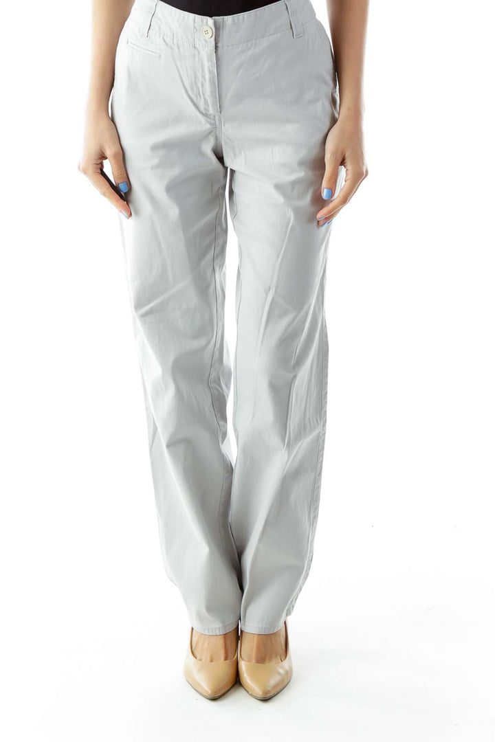 Gray Denim Casual Pants