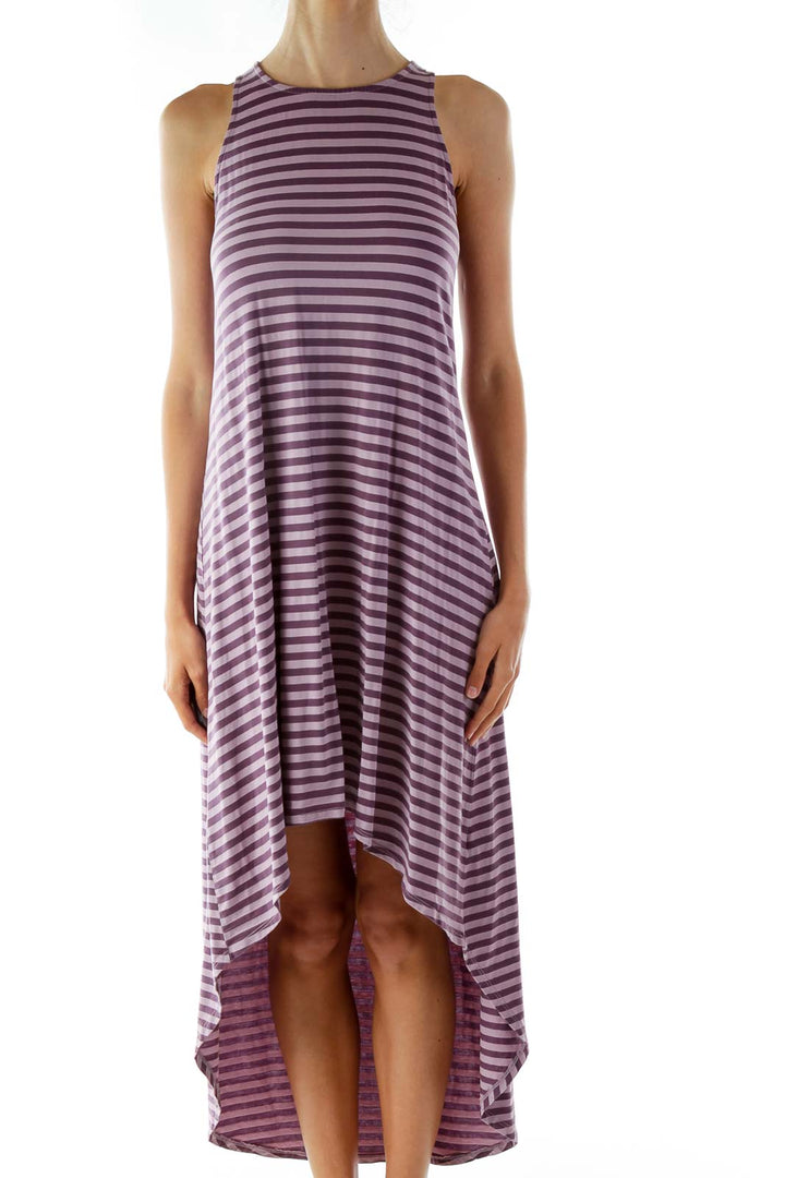 Purple Striped Jersey Day Dress