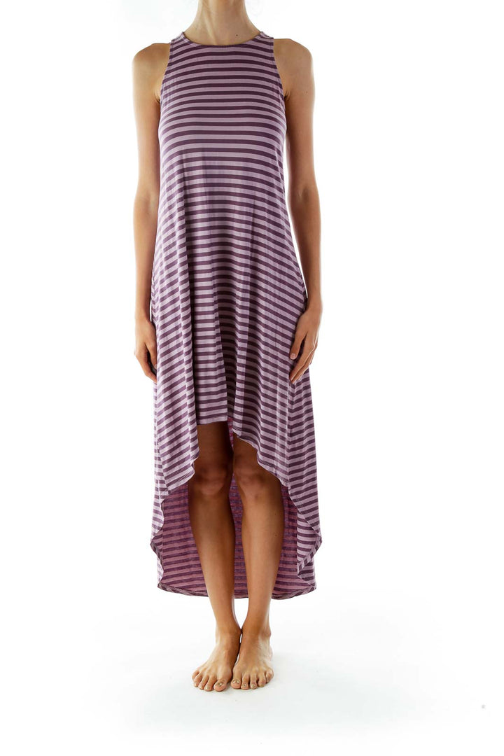 Purple Striped Jersey Day Dress