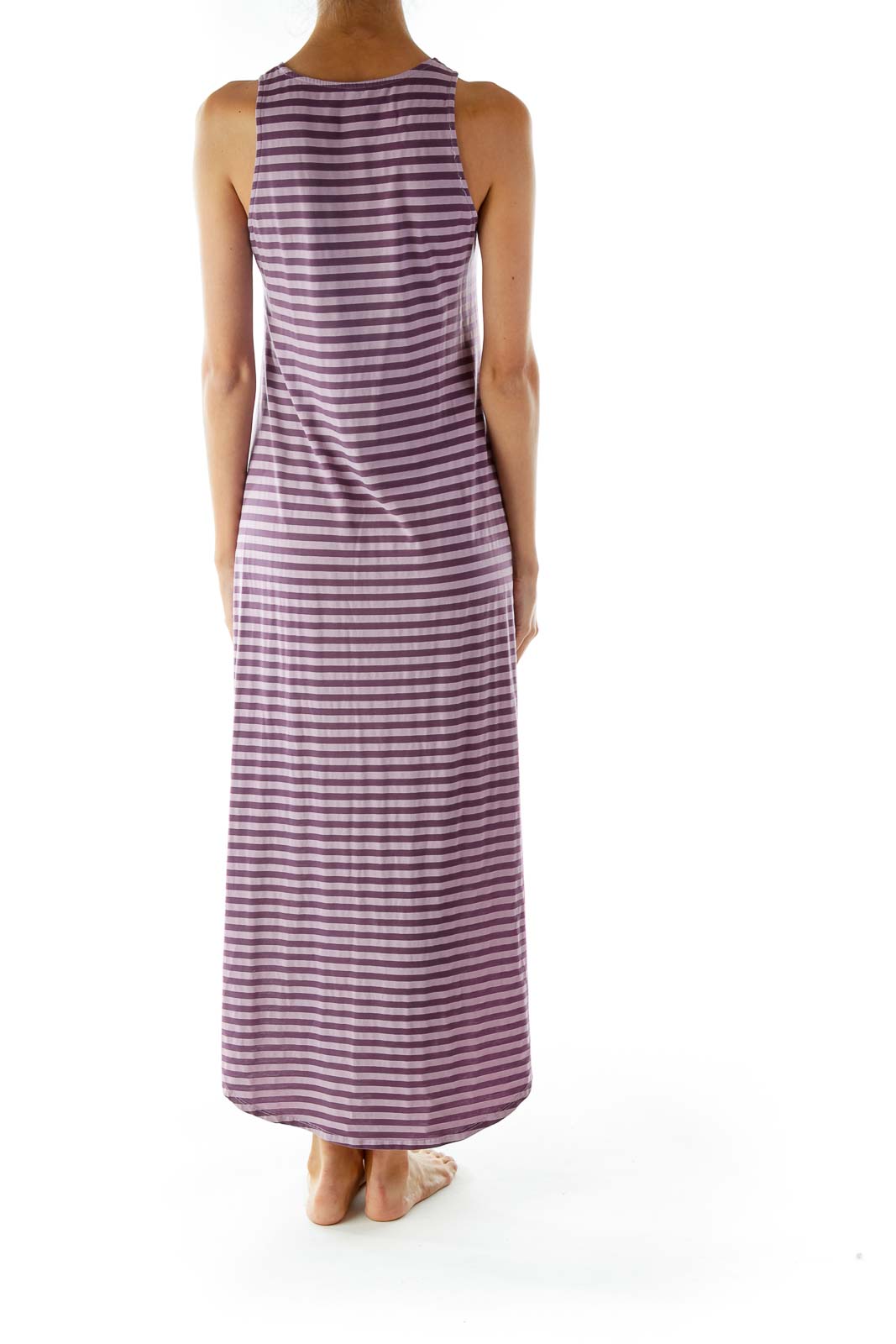 Purple Striped Jersey Day Dress