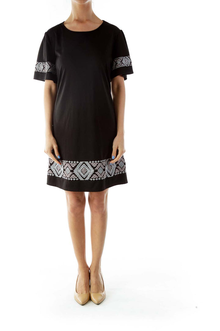 Black Embroidered Day Dress