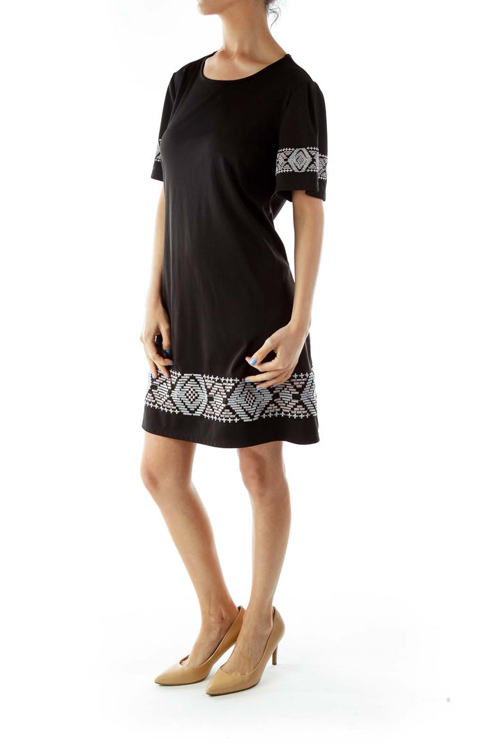 Black Embroidered Day Dress