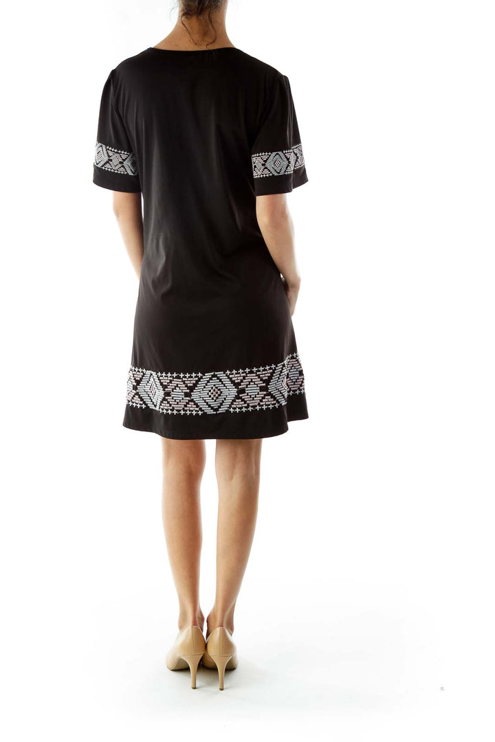 Black Embroidered Day Dress