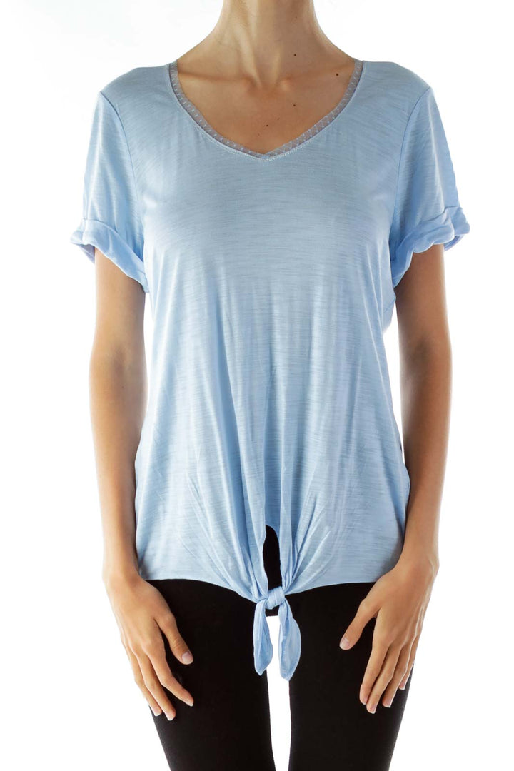 Blue V-neck T-shirt