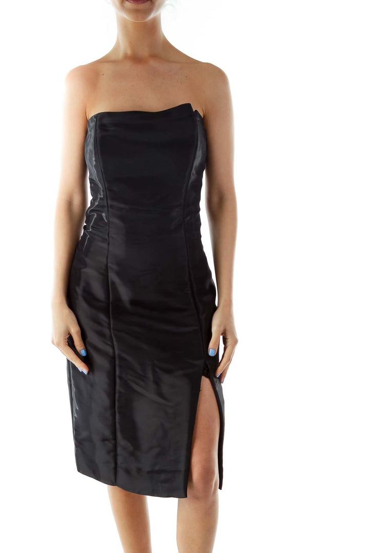 Black Metallic Strapless Cocktail Dress