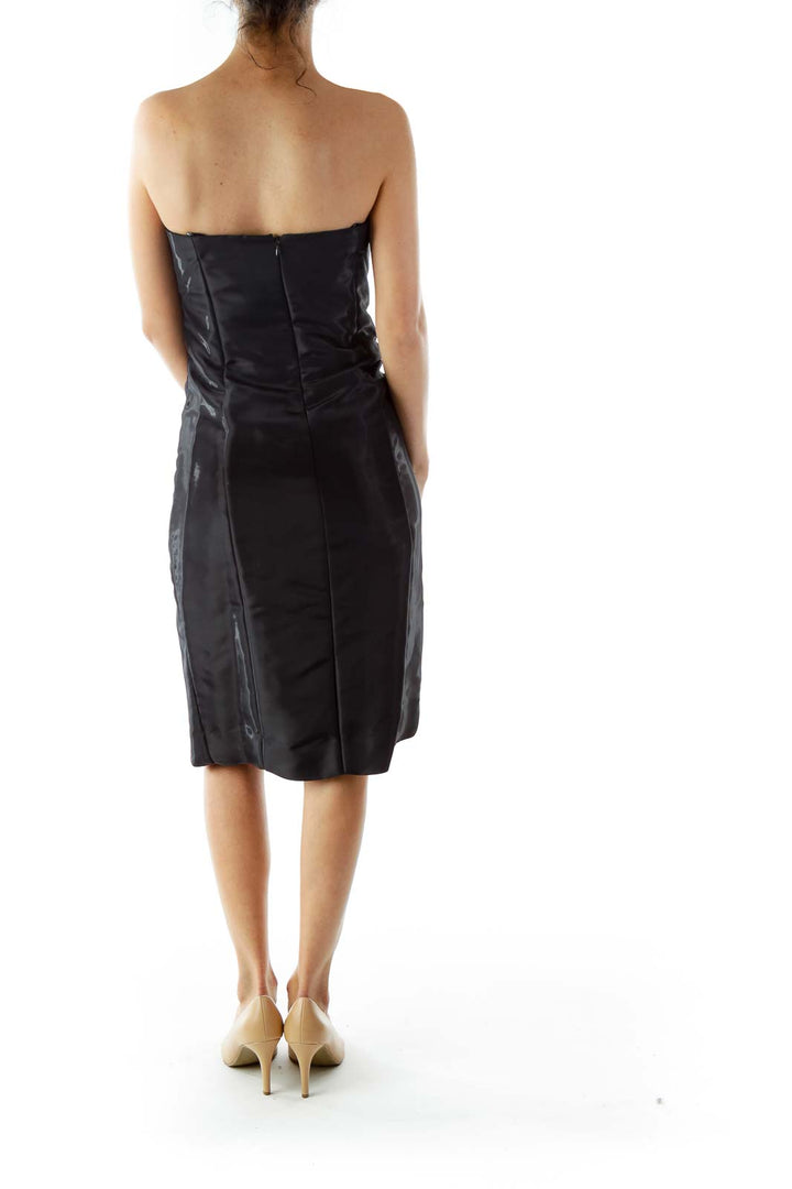 Black Metallic Strapless Cocktail Dress