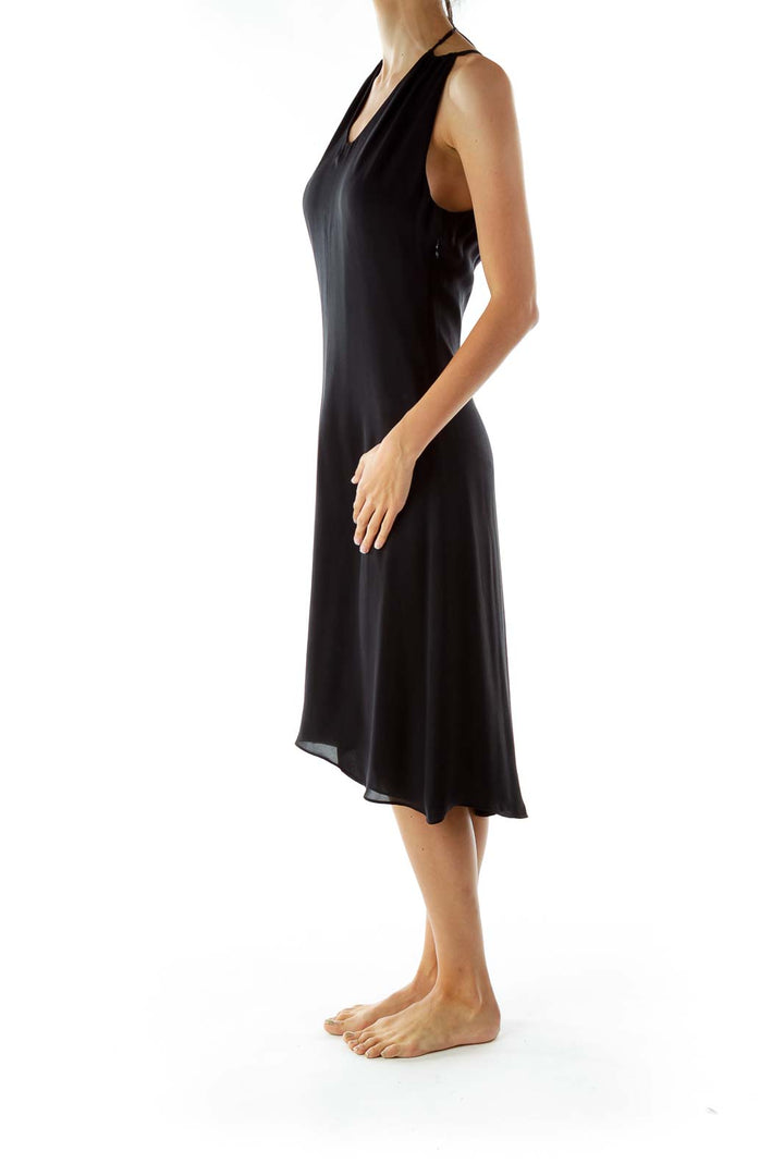 Black Sleeveless Flared Cocktail Dress