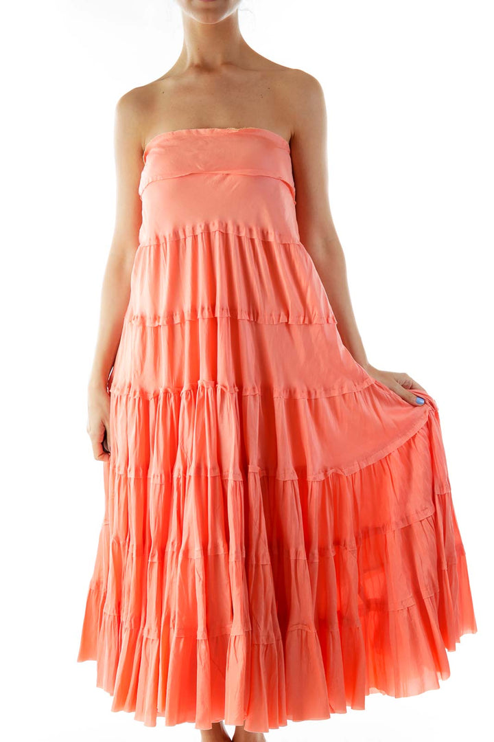 Pink Ruffled Maxi Skirt