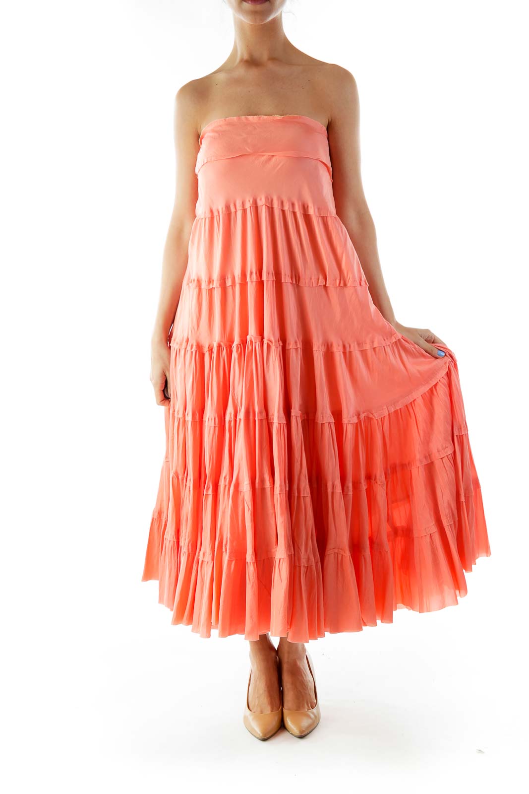 Pink Ruffled Maxi Skirt