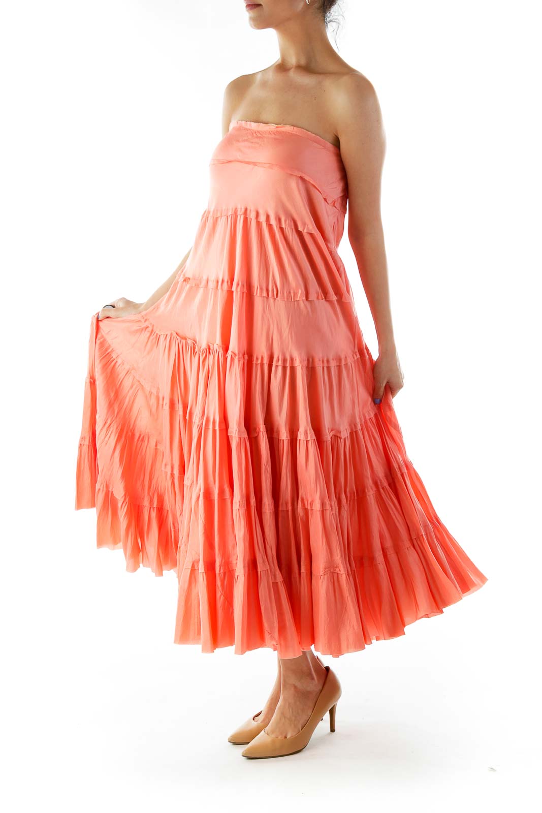 Pink Ruffled Maxi Skirt