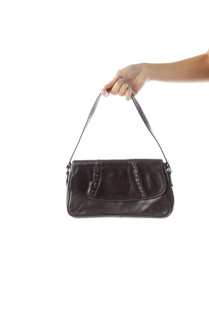 Black Stitched Shoulder Bag