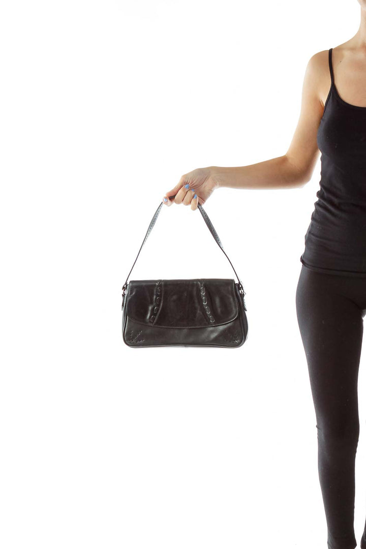 Black Stitched Shoulder Bag