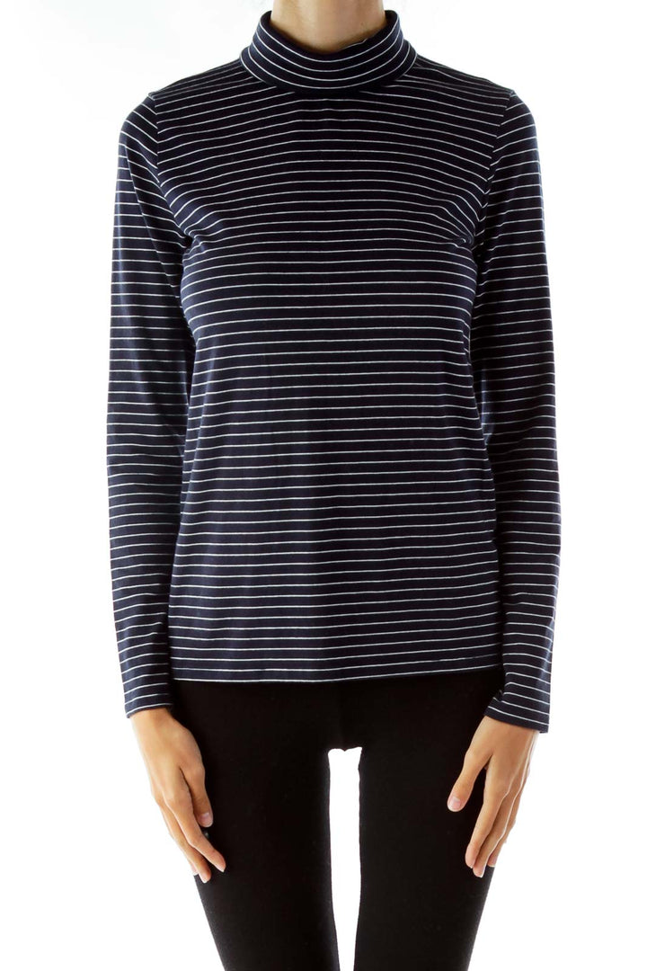 Navy Stripped Turtleneck