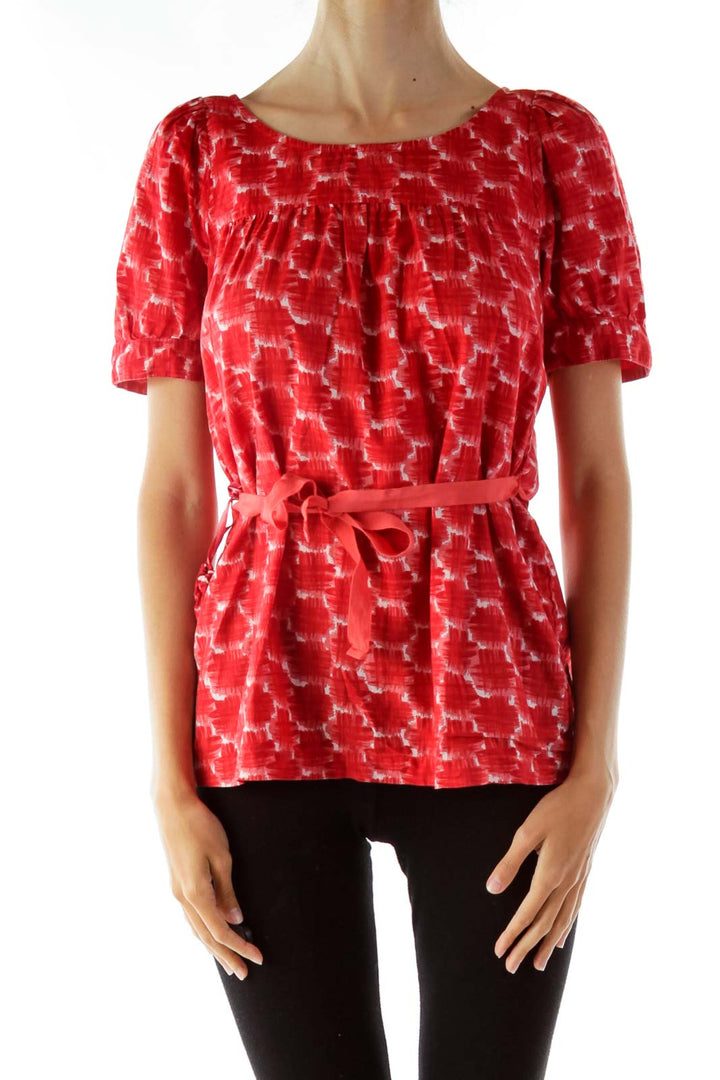 Red White Printed Blouse