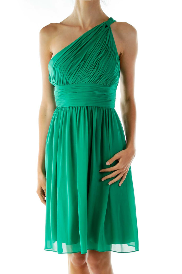 Green One-Shoulder Cocktail Dress