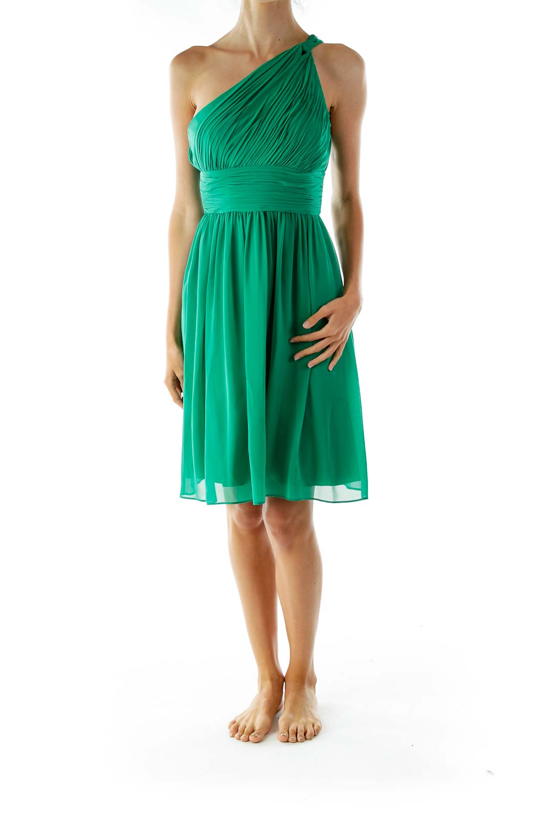 Green One-Shoulder Cocktail Dress