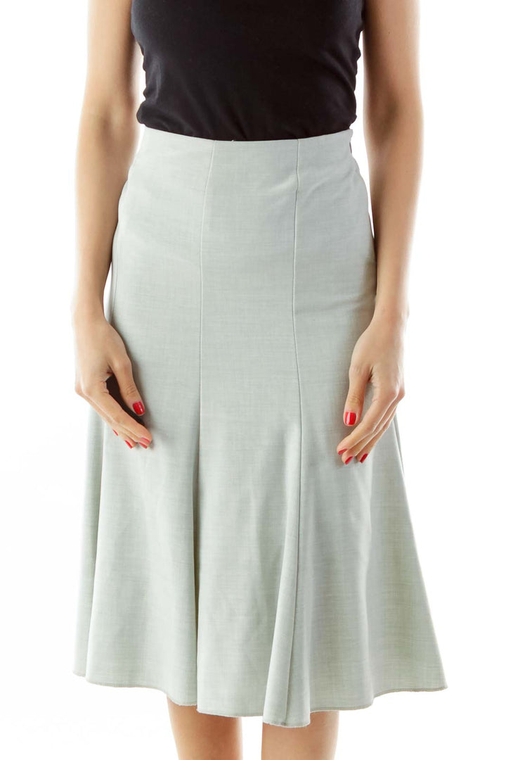 Gray Flared Midi Skirt