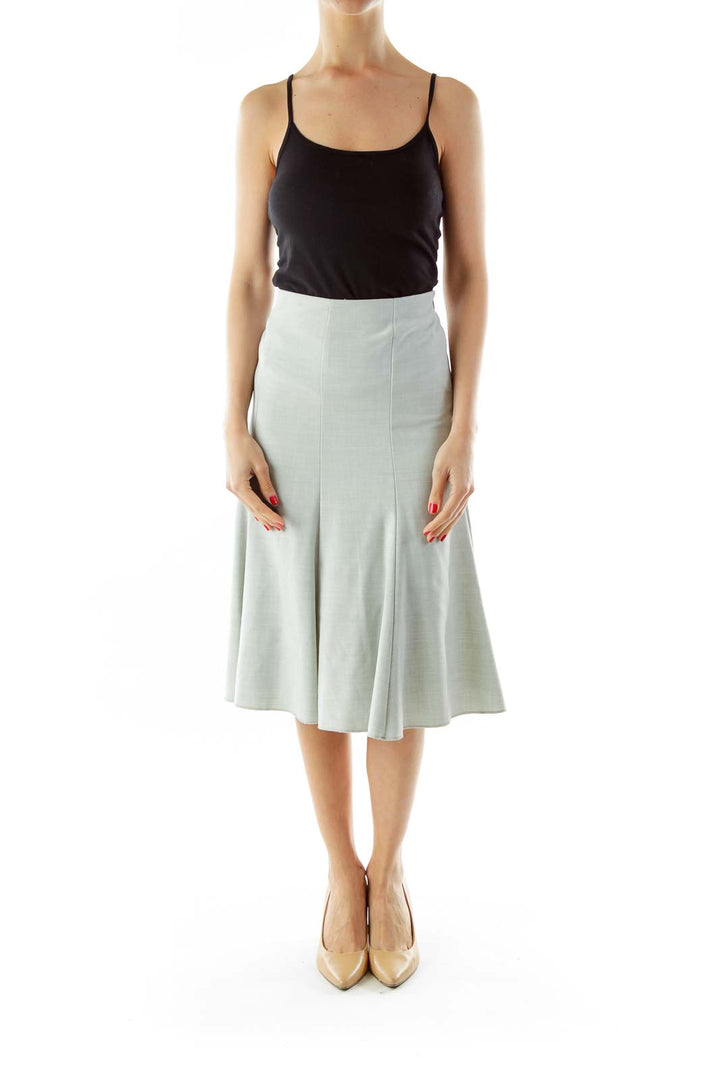 Gray Flared Midi Skirt