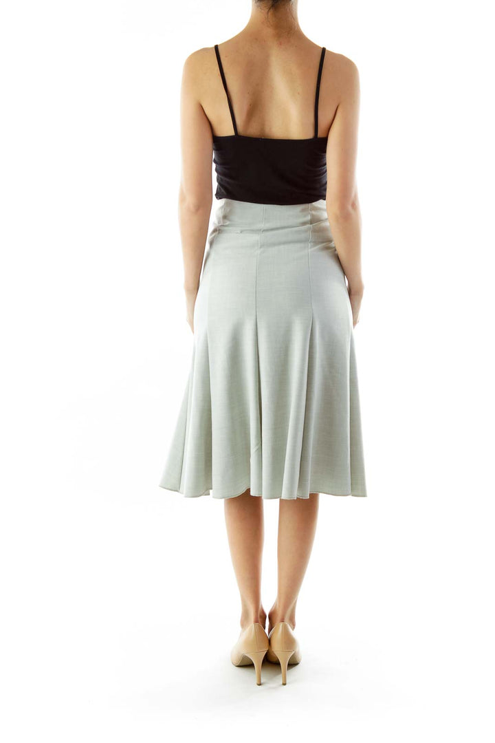 Gray Flared Midi Skirt