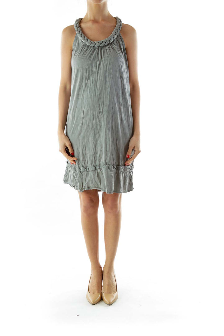 Gray Sleeveless Round Neck Day Dress