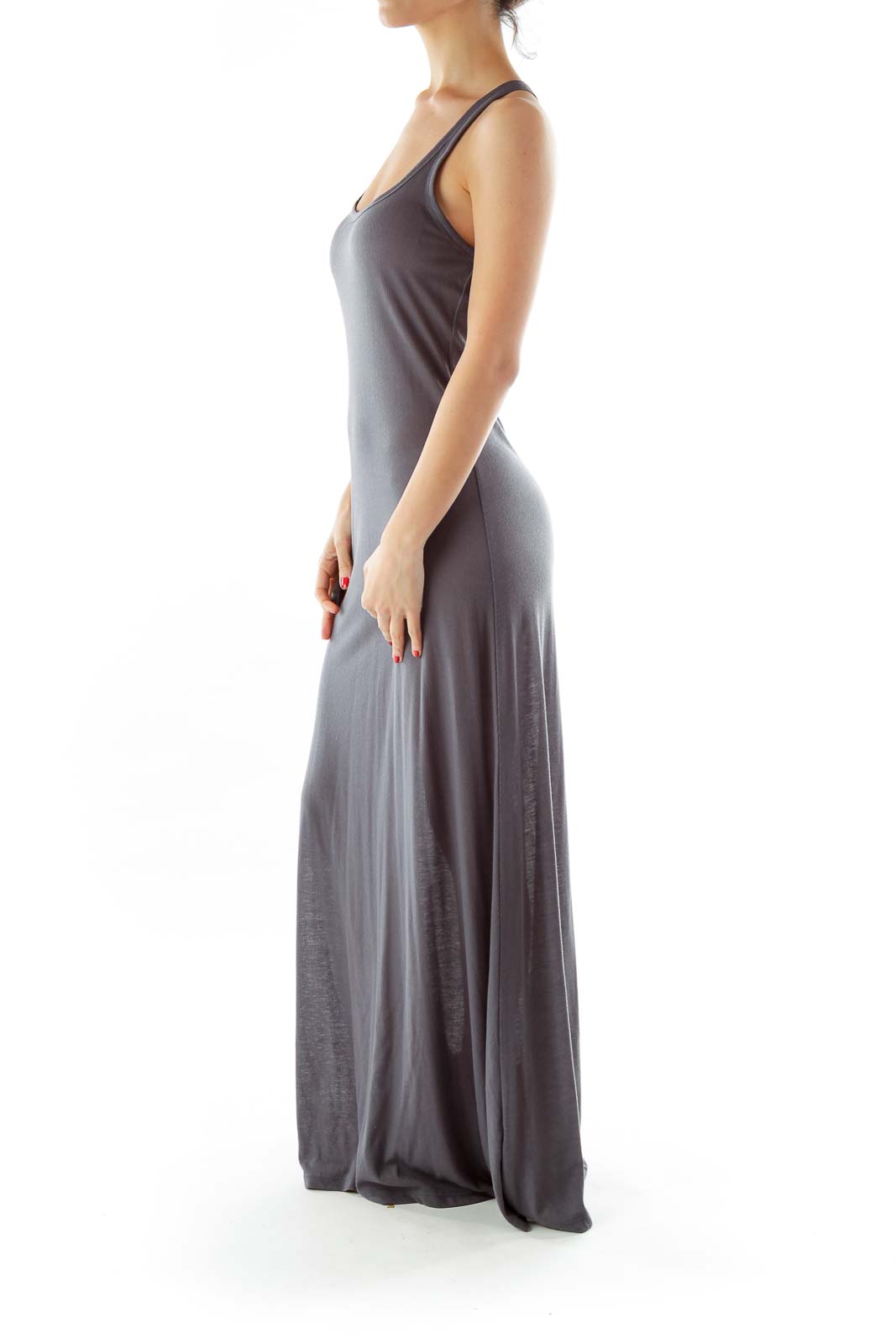 Gray Shimmery Sleeveless Day Dress