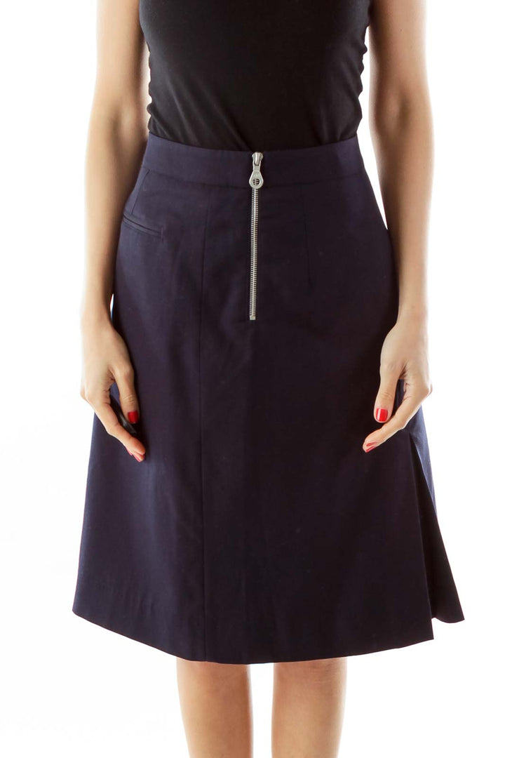 Navy Pleated Skirt