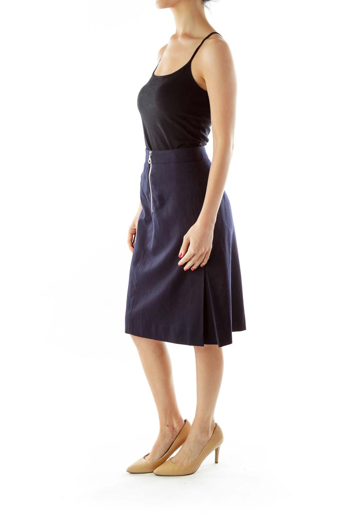 Navy Pleated Skirt