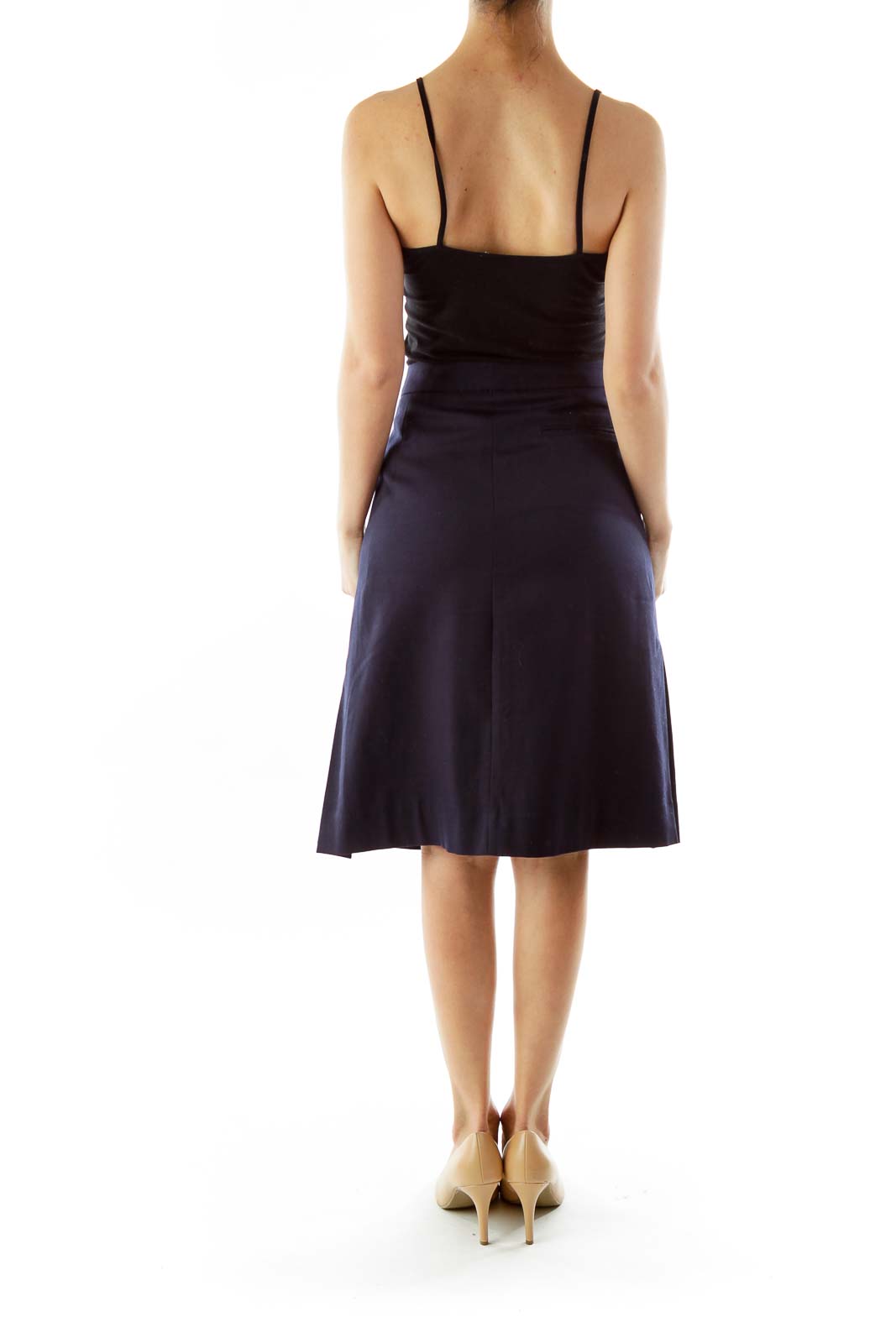 Navy Pleated Skirt