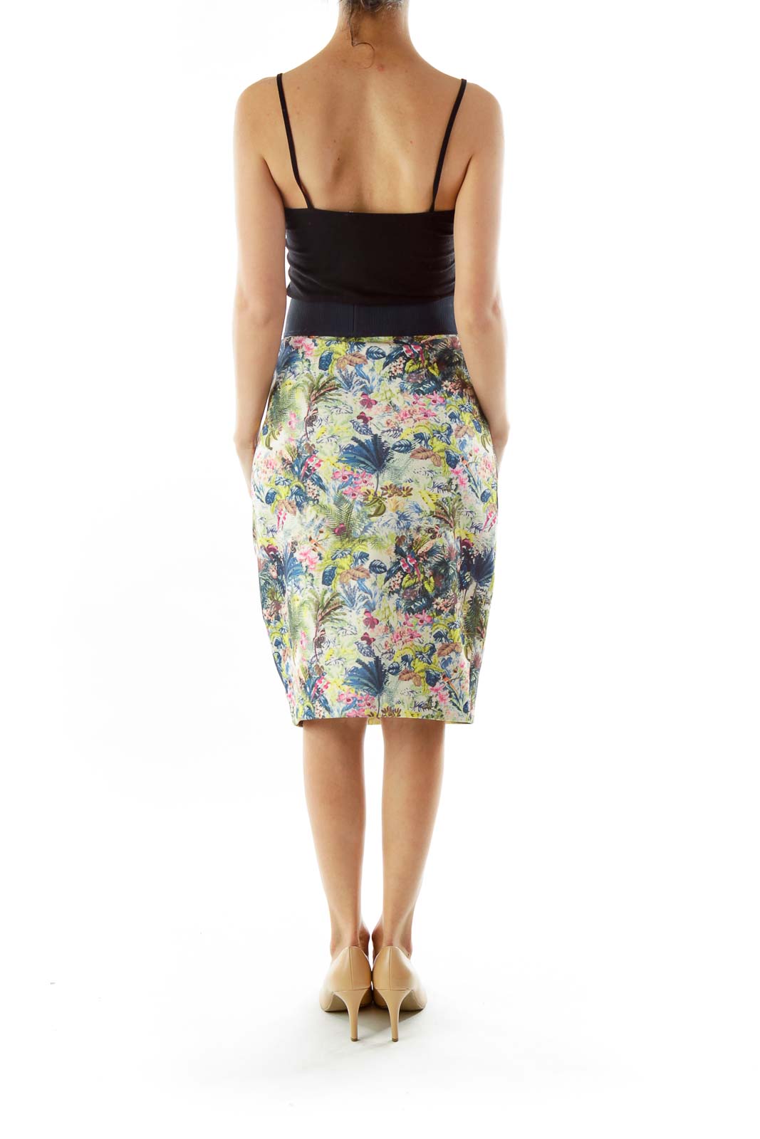 Green Floral Pencil Skirt