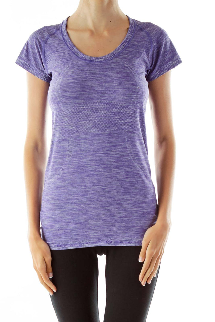 Purple Round Neck Active T-shirt