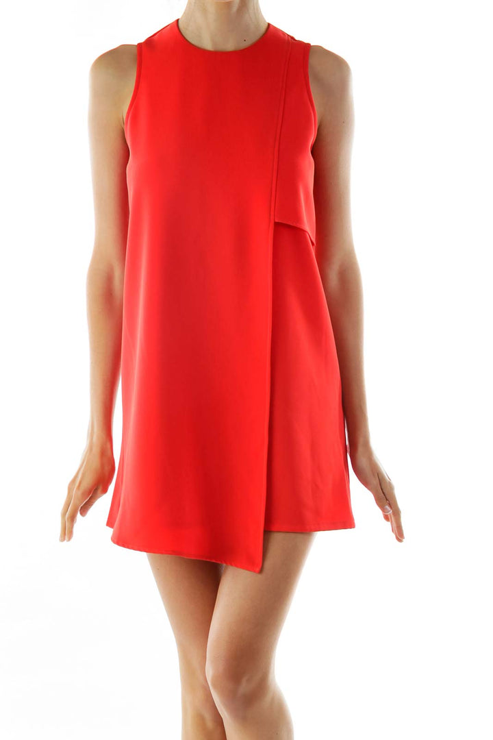 Red Asymmetric Shift Day Dress