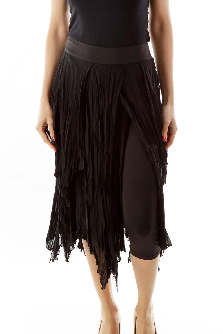 Black Pleated Midi Skirt