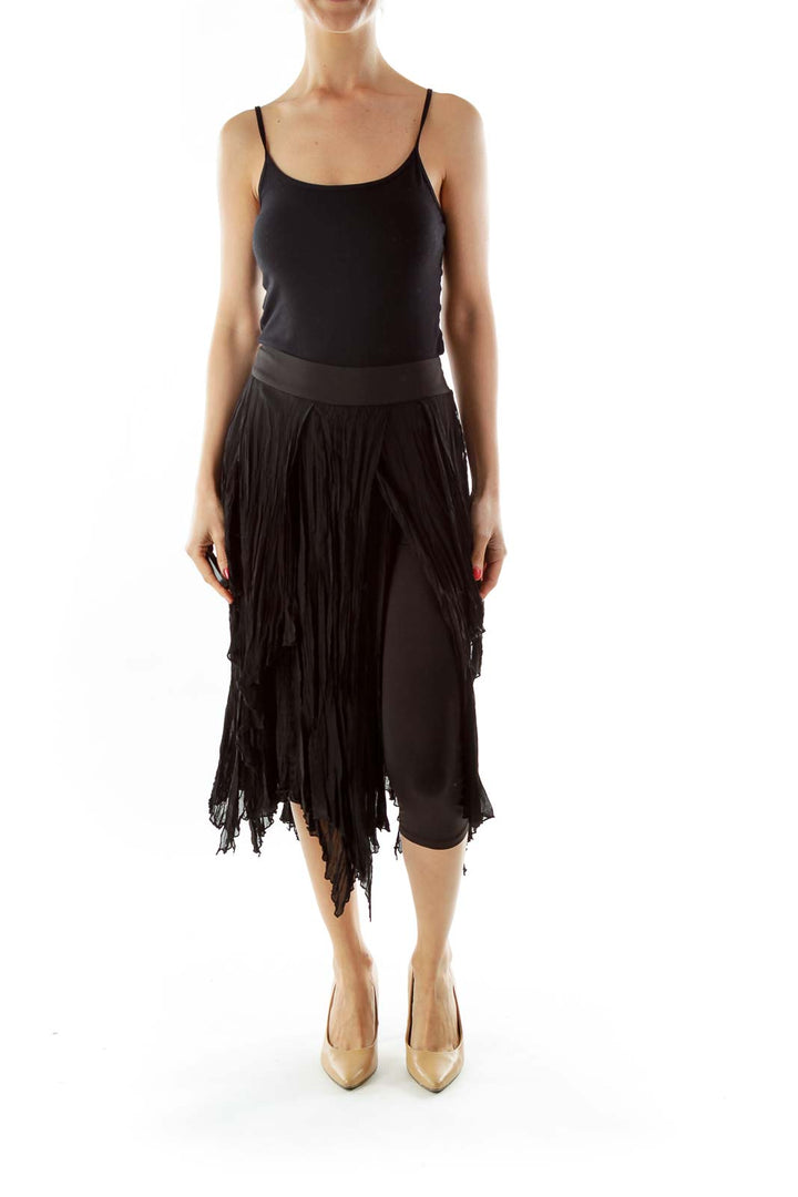 Black Pleated Midi Skirt