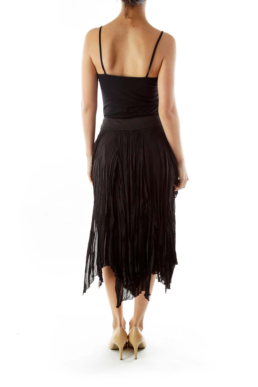 Black Pleated Midi Skirt