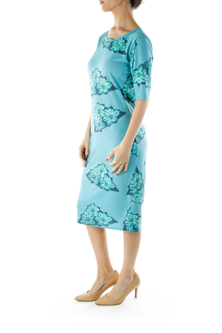 Blue Flower Print Day Dress