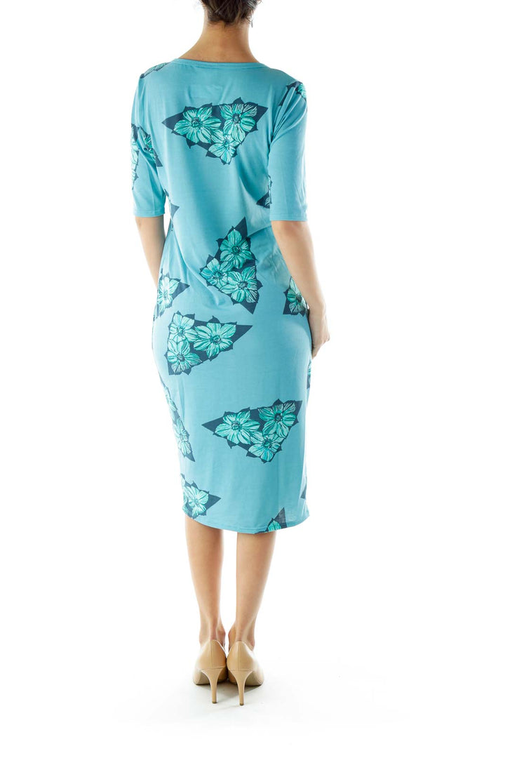 Blue Flower Print Day Dress