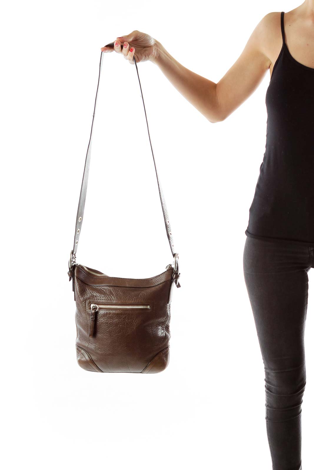 Brown Zippered Crossbody Bag