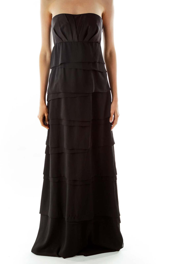 Black Ruffled Evening Dress