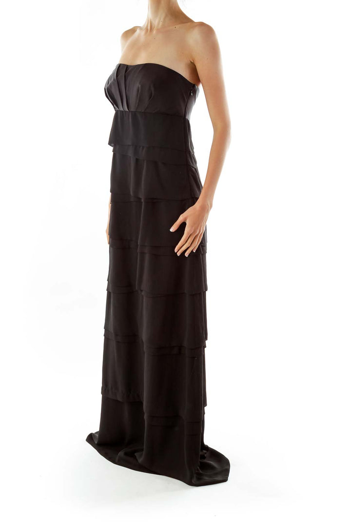 Black Ruffled Evening Dress