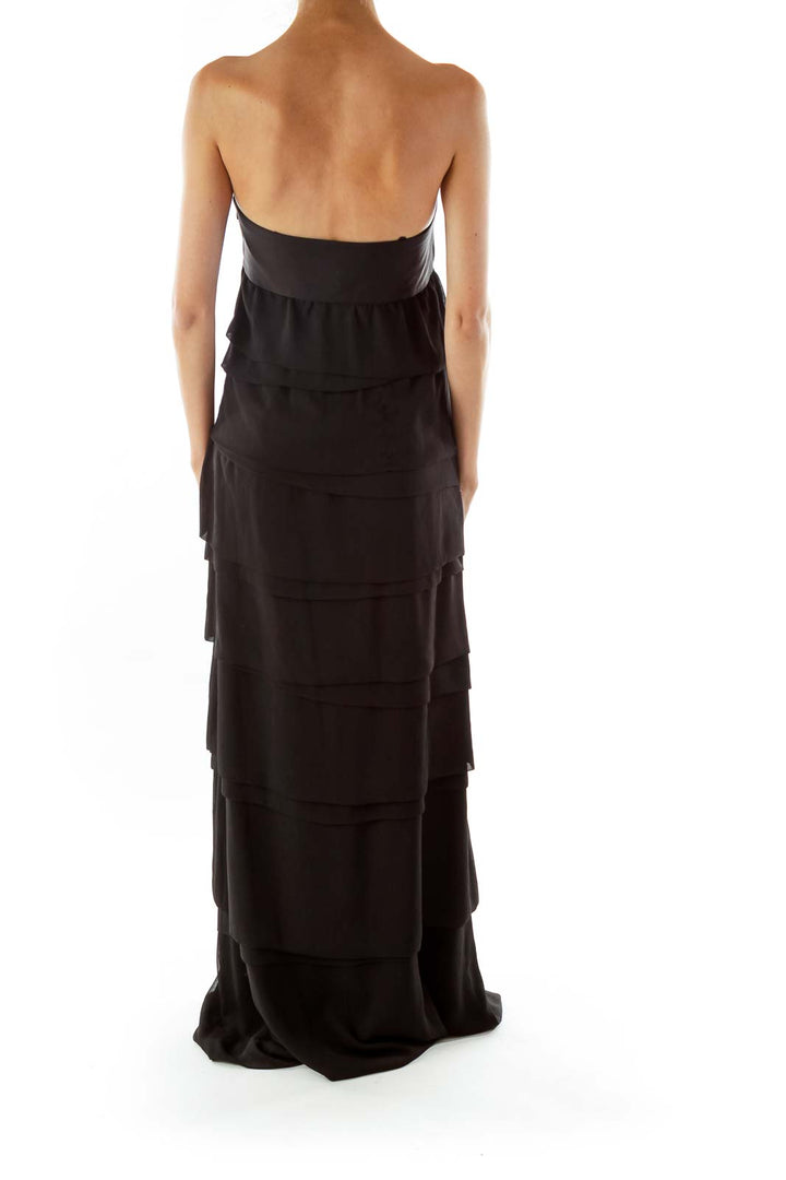 Black Ruffled Evening Dress