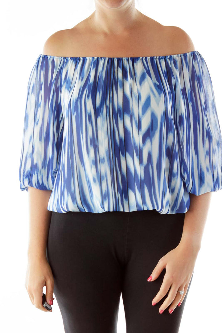 Blue White Printed Blouse