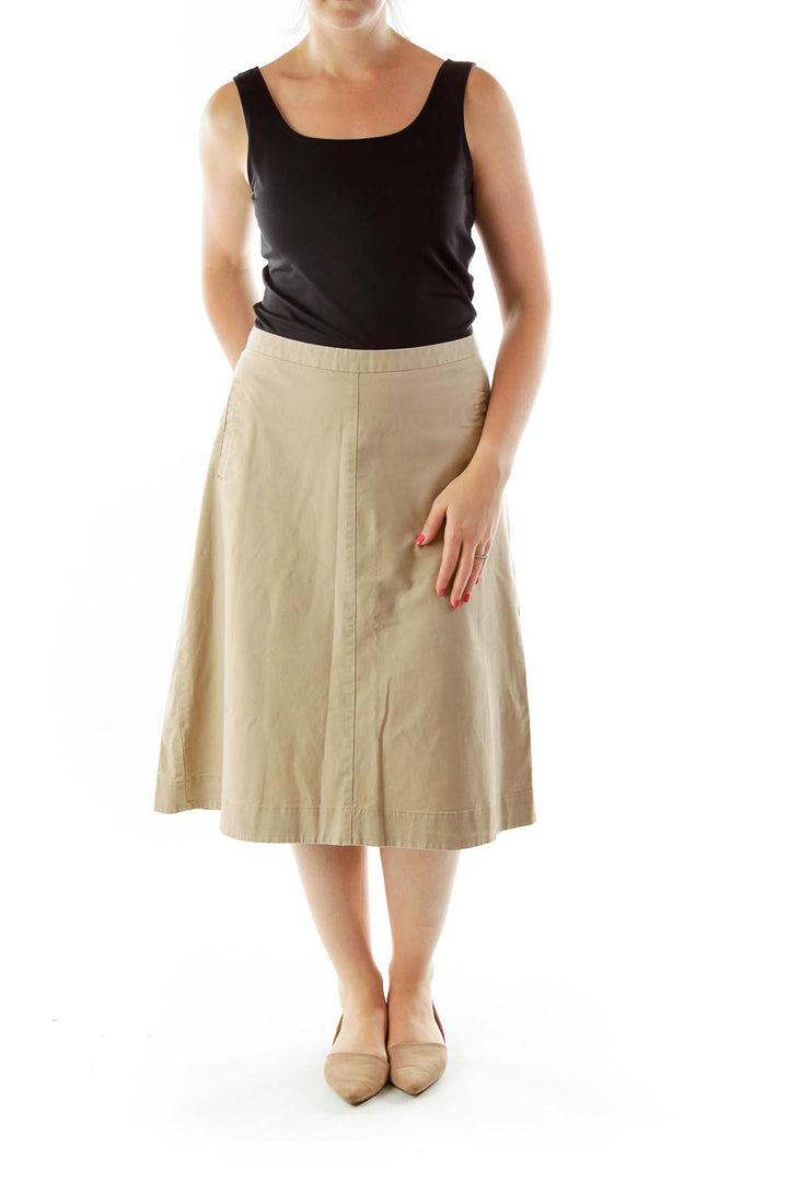 Brown A-Line Pocketed Skirt