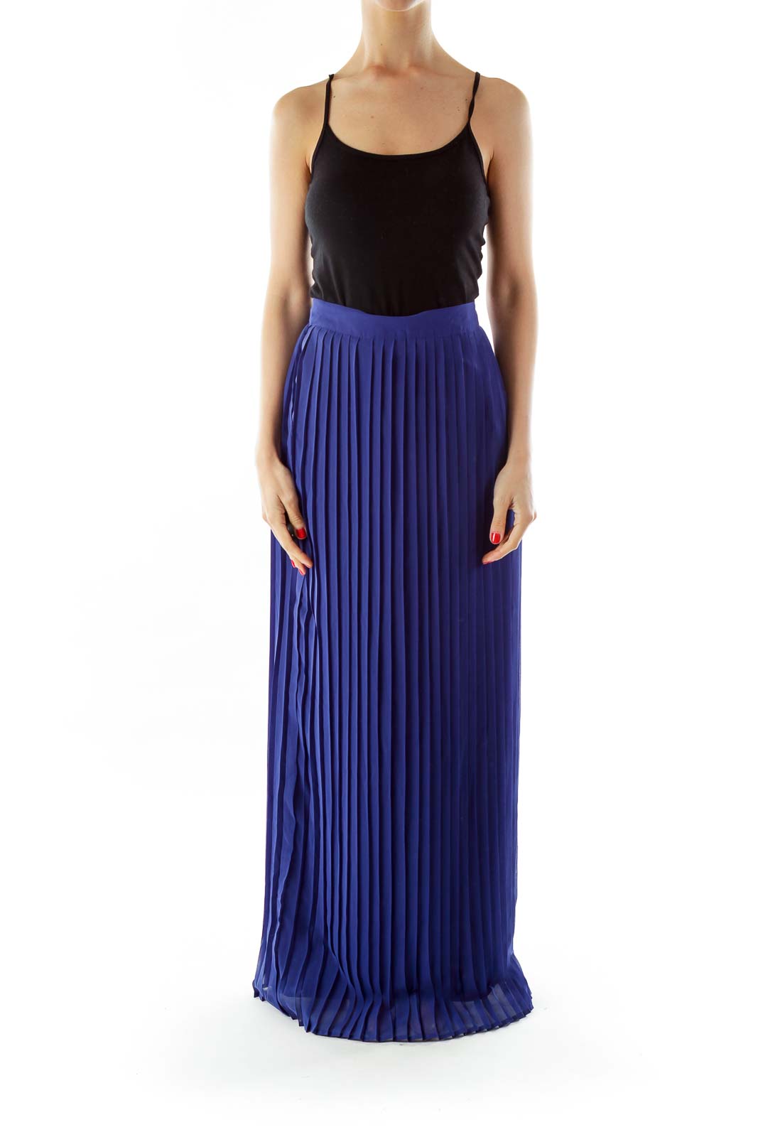 Blue Pleated Maxi SKirt