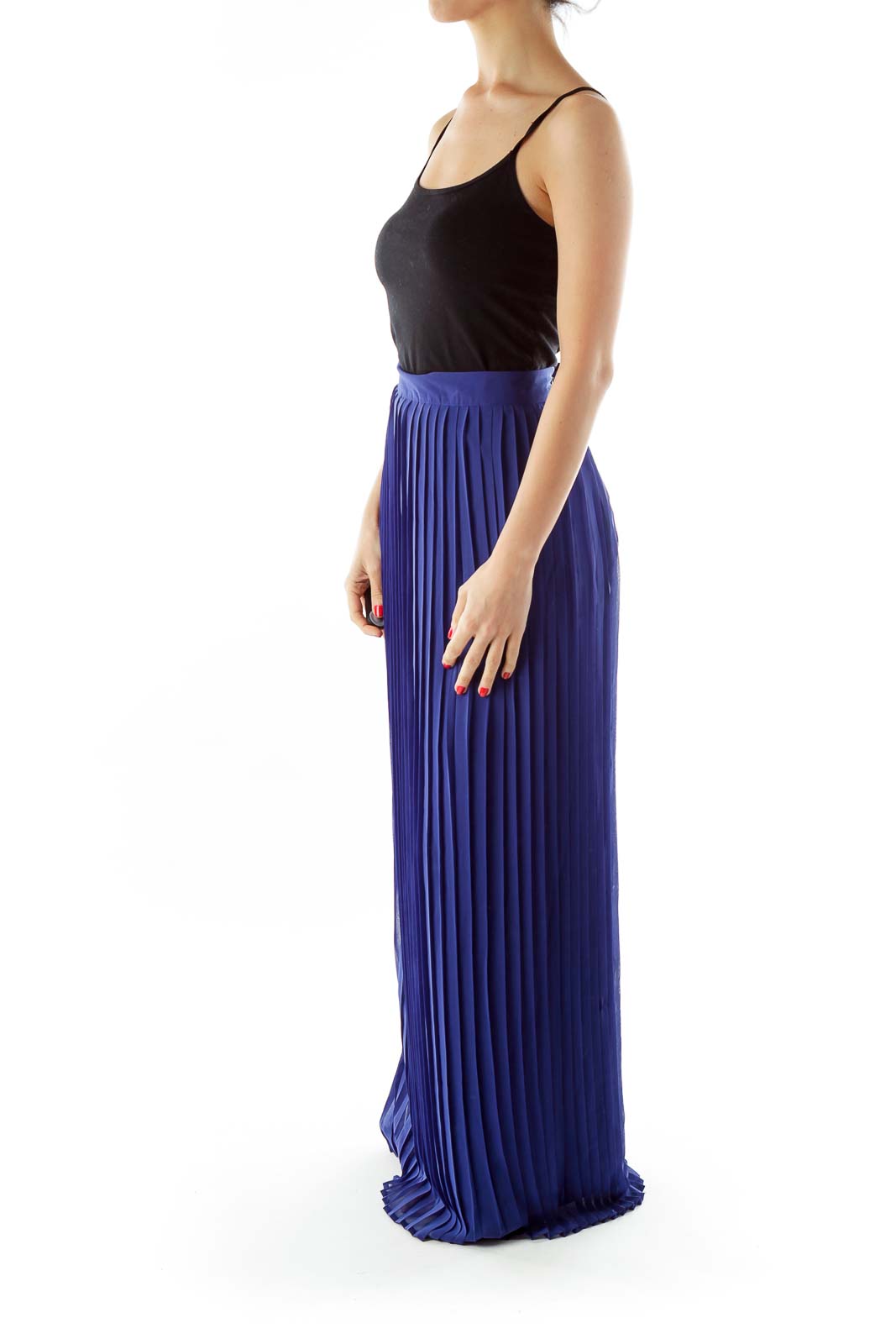 Blue Pleated Maxi SKirt