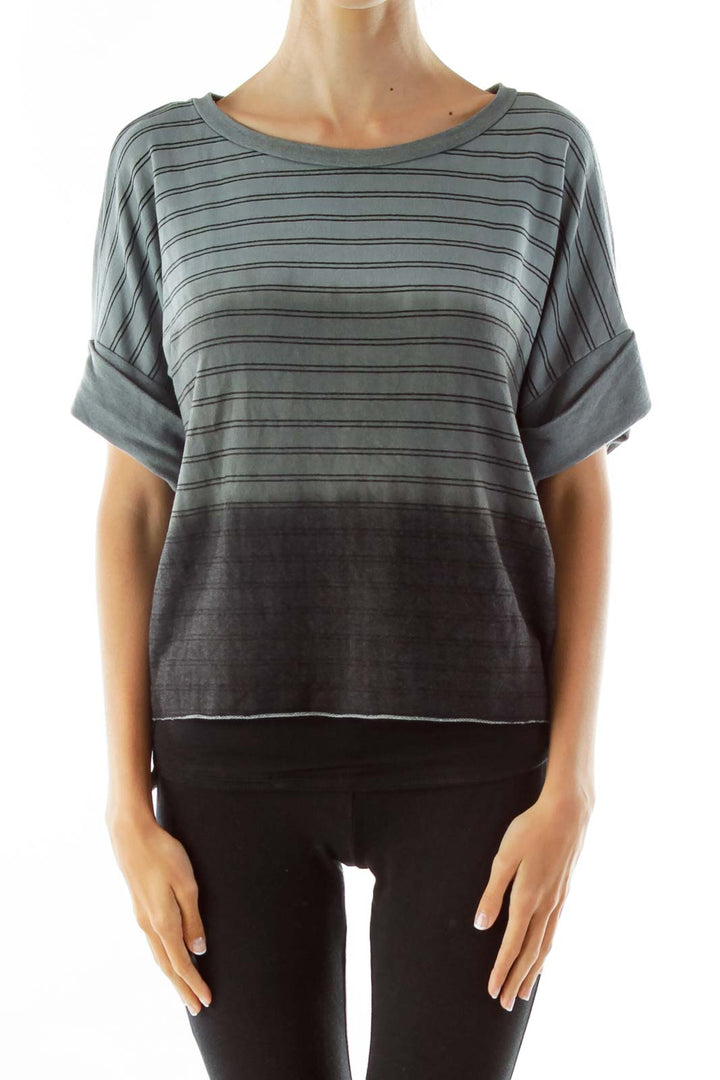 Gray Black Ombre Stripped T-Shirt