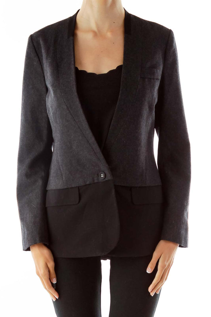 Gray Black Layered Wool Blazer