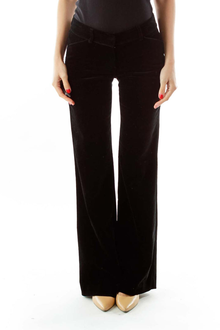 Black Velvet Wide-Leg Pants