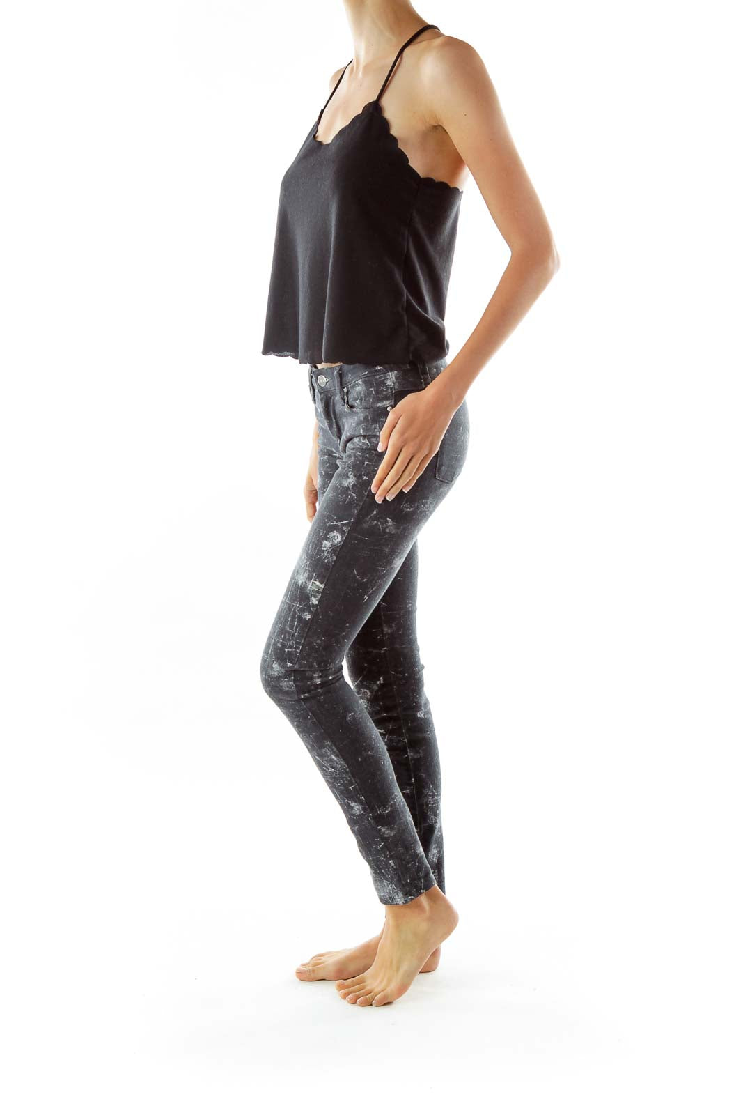 Black White Splatter Jeans